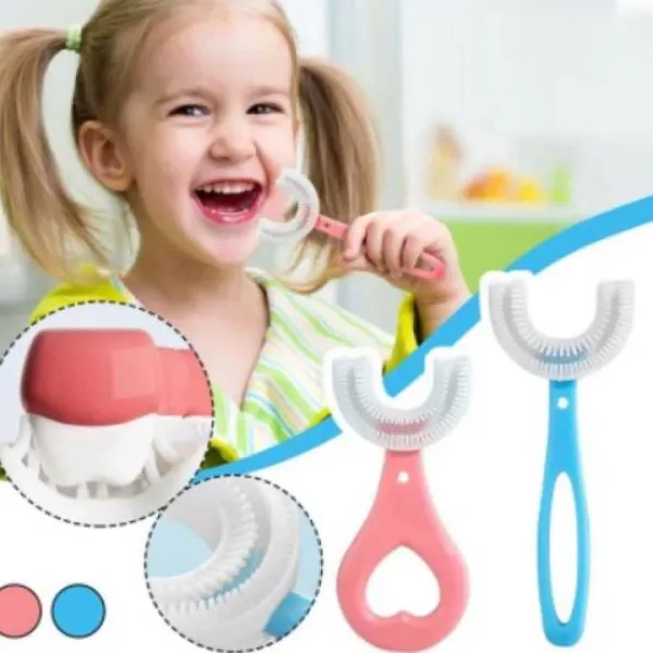 Silicone Baby Toothbrush U-Shaped – Gentle & Effective Oral Care for Kids (Ages 2–10)