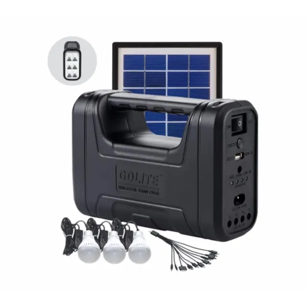 GDLITE GD-8017A Solar Lighting System – Portable Emergency Power Kit with 3 LED Bulbs & Phone Charging
