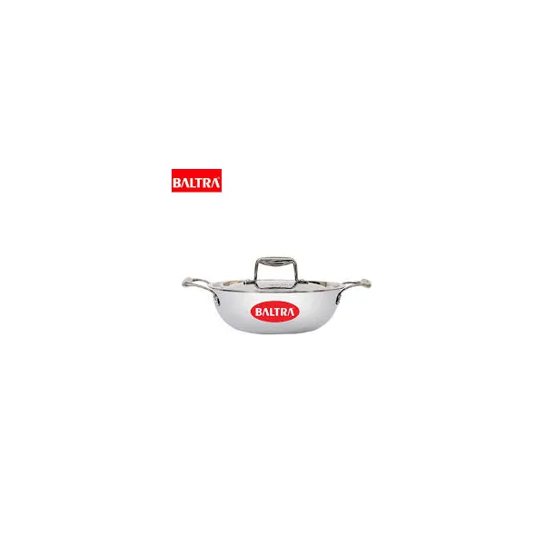 Baltra Stainless Steel 26 cm Kadhai with Lid – Durable Tri-Ply Induction Base Cookware BT 203 