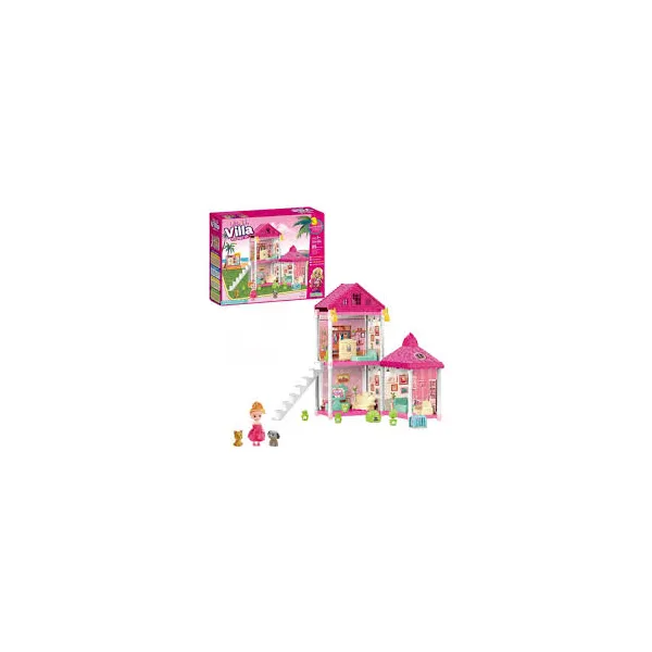 Little Fun Villa Building Set 556-102A – 106 PCS DIY Dollhouse Playset with Pool & Slide (Ages 3+)