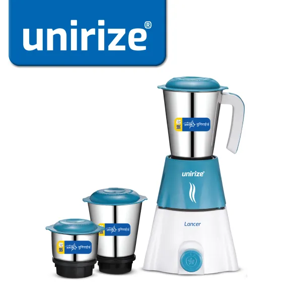 Unirize Lancer 3-Jar Mixer Grinder – Powerful 500W Performance for Efficient Kitchen Grinding