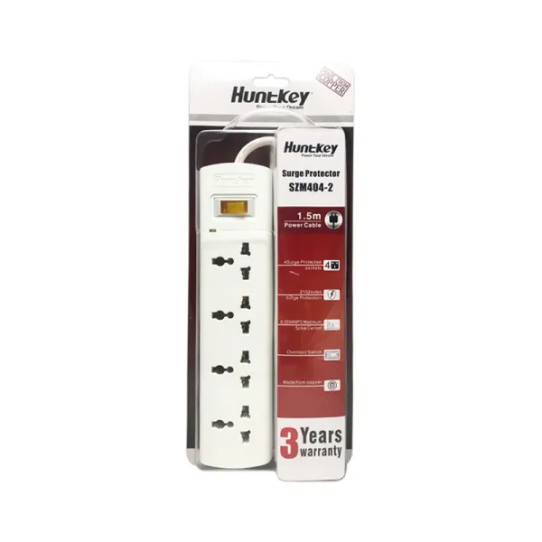 Huntkey PZC504-2 Surge Protector - 5 Universal Sockets with Individual Switches, 2m Cable 