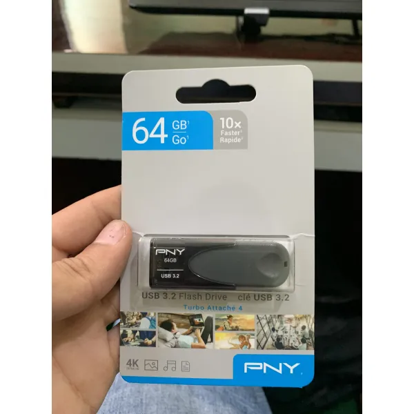 PNY Turbo 64GB USB 3.2 Flash Drive – High-Speed Memory Stick with Sliding Collar Design, Up to 10x Faster