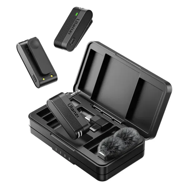 Ulanzi A100 Wireless Lavalier Microphone – Dual Channel Clip-On Mic with Noise Reduction for Vlogging, Interviews & Podcasts