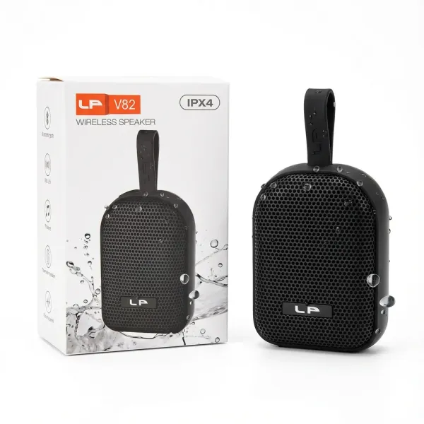 LP-V82 TWS Wireless Bluetooth Speaker – 8W Super Bass Portable Outdoor Speaker with IPX4 Waterproofing & FM Radio