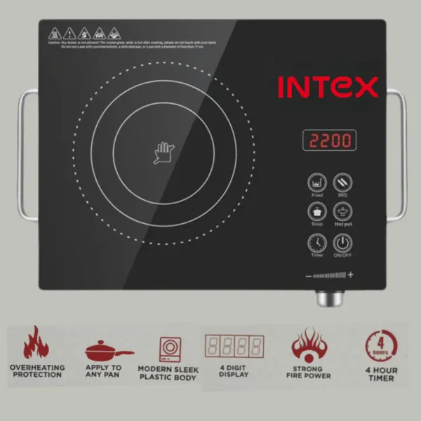 Intex Indo Bolt iB Pro Infrared Cooktop – 2200W High-Power Kitchen Stove