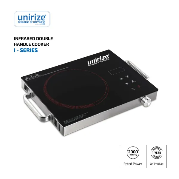 Unirize I-Series Infrared Double Handle Cooker (Model: TT WA 2000) – 2000W High-Power Electric Stovetop with Precision Knob Control, Ceramic Glass Surface, and Portable Carry Handles