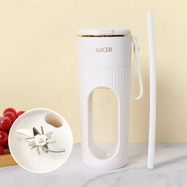 Portable 340ml Electric Juicer Cup – 1200mAh USB Rechargeable Personal Blender for Smoothies and Shakes – Cordless Mini Juicer with 304 Stainless Steel Blades for Home, Gym, Office, and Outdoor Travel