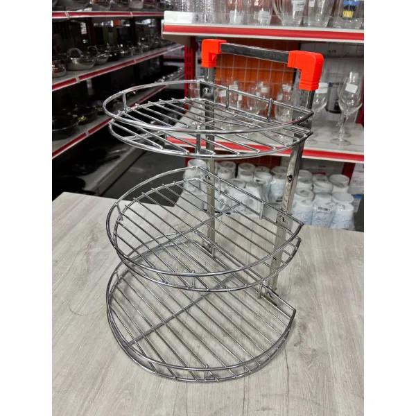 3-Tier Premium Stainless Steel Corner Rack – Multipurpose Space-Saving Organizer for Kitchen & Bathroom