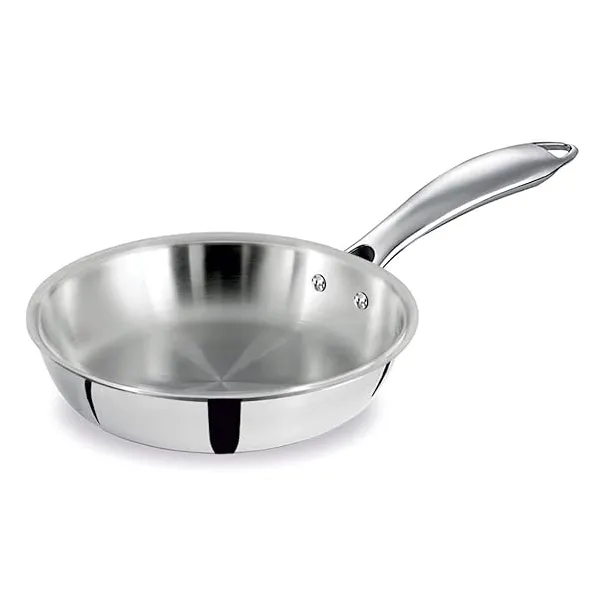 BALTRA Fry pan | Triply | 26cm | Tri layer SS cookware | Strong and durable extra thick gauge | Easy to clean | Sturdy handle | 5 year warranty
