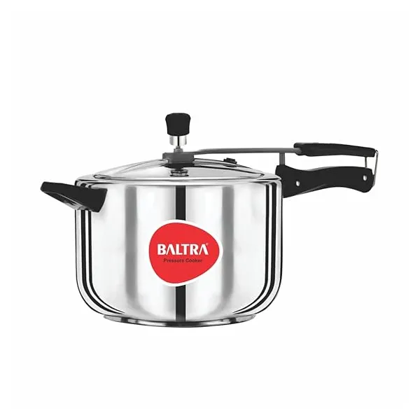 BALTRA Fortune 5 Liter Stainless Steel Pressure Cooker – High-Grade Mirror Finish Outer Lid Cooker – Induction and Gas Compatible – Heavy Sandwich Bottom for Even Heating – Silver