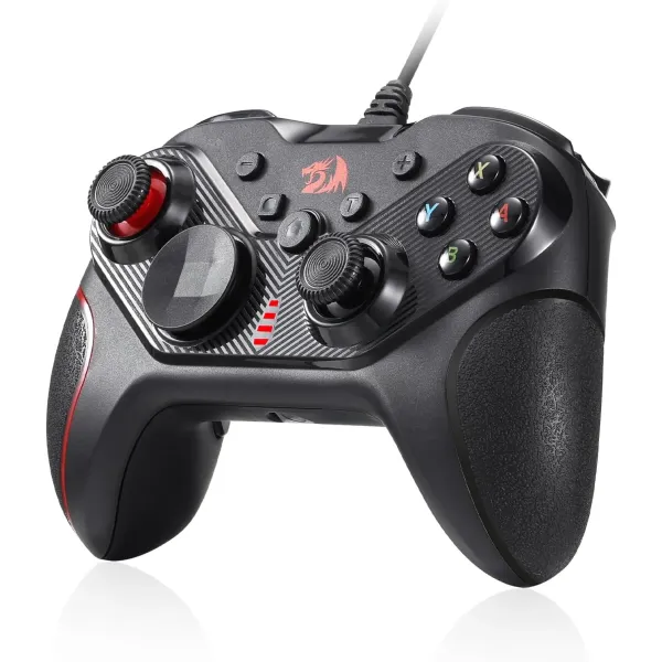 Redragon G710 Wired Gaming Controller for PC, Android & Nintendo Switch, Dual Vibration Gamepad with Rapid Trigger, 4 Programmable Macro Keys, Adjustable Joystick Heights, Ergonomic Design USB Controller