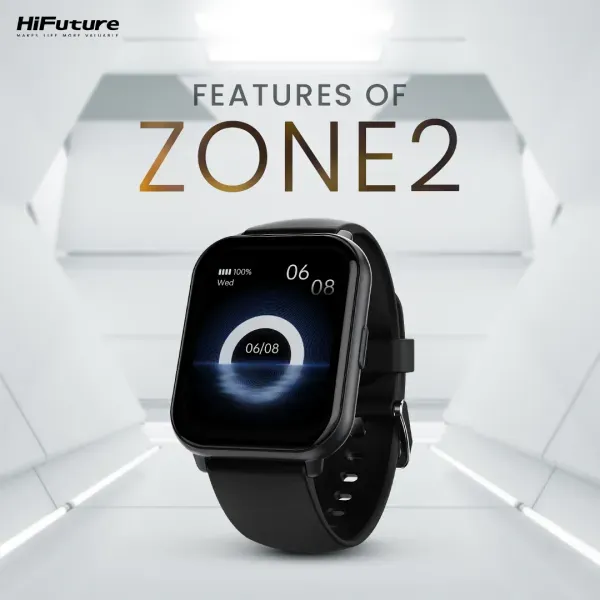 HiFuture ZONE2 Bluetooth Calling Smartwatch | 1.96" IPS Large Display | IP68 Waterproof, 7-Day Battery Life, 100+ Sports Modes, 24/7 Heart Rate & Sleep Monitoring