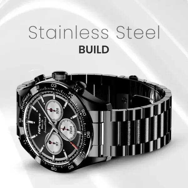 HiFuture Go-Pro2 Smartwatch | 1.32" AMOLED Display | Premium Stainless Steel Build, Wireless Bluetooth Calling, 10-Day Battery Life, 1ATM Water Resistance, AI-Enhanced Health Monitoring