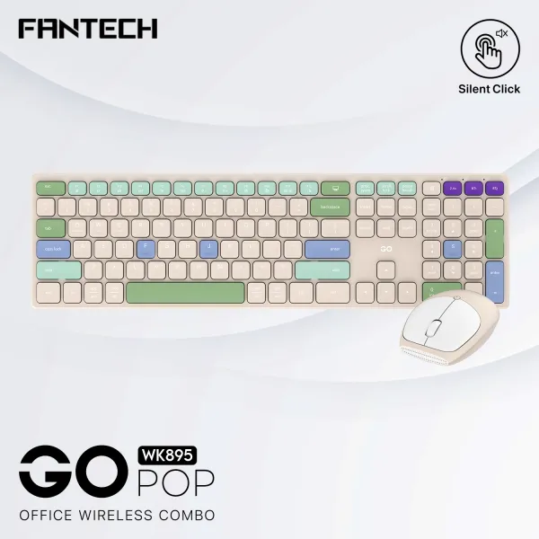 WK895 GO POP OFFICE WIRELESS KEYBOARD MOUSE COMBO Beige