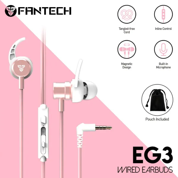 EG3 WIRED EARBUDS 3.5mm JACK Pink