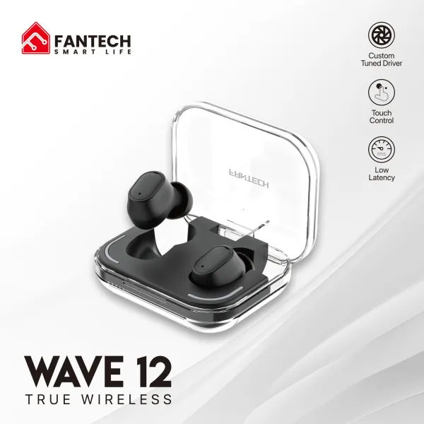 TWS BLUETOOTH WIRELESS WAVE 12 TW12 EARBUDS Black