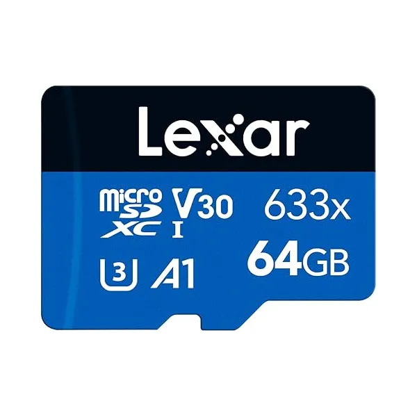 64GB Lexar High‑Performance 633x microSDHC / microSDXC UHS‑I Card BLUE Series