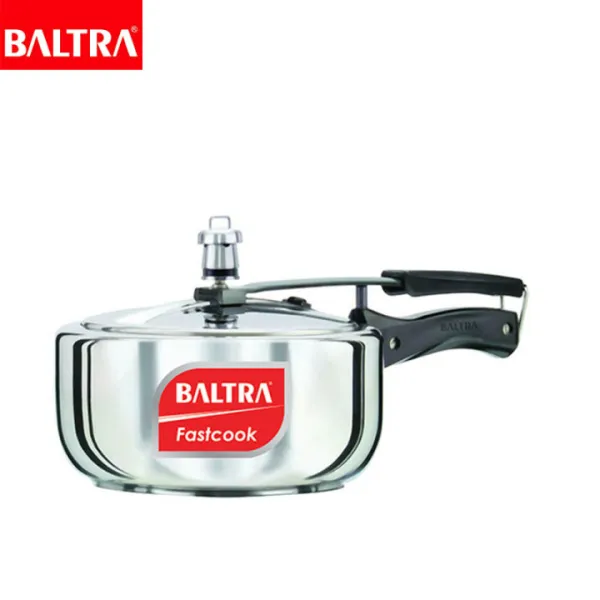 BALTRA Stainless Steel Pressure Cooker | Fortune | 3 Ltr | BPC 202 | 4 mm extra thick sandwich bottom induction base | Pressure locked SS safety lid | Strong streamlines | 5 Year Warranty