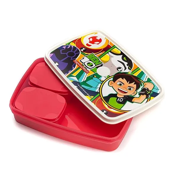 Signoraware Lunch Box | Compact Plastic (Ben 10 Green) | 100 ml + 100 ml + 850 ml | Set of 3