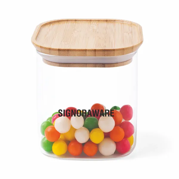 Signoraware Jar | Trison Square Stackable with Bamboo Lid | 290 ml