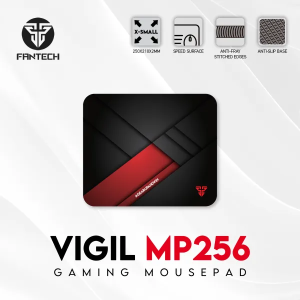 Fantech Vigil MP256 Gaming Mousepad | X‑Small | Speed Surface | Stylish Black & Red Design
