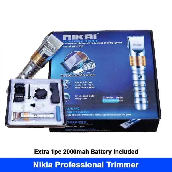 Nikai NK‑1750 Multipurpose Hair Trimmer | Long Runtime | Precision Grooming | Stainless Steel Build
