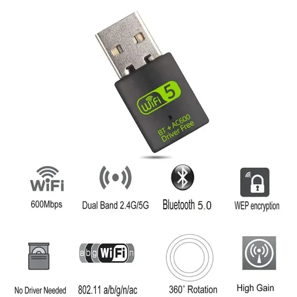 Next Bw-18 5g Dual band Wifi Dongle & Bluetooth 2 in 1 Adapter