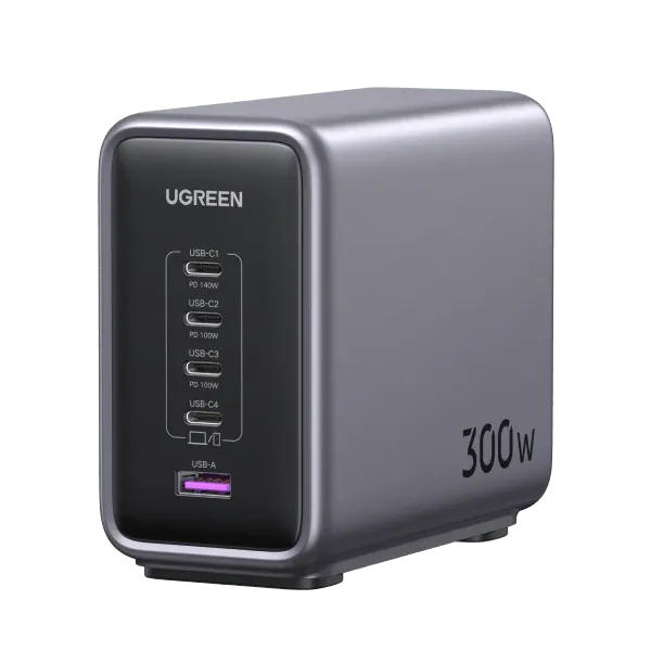 UGREEN Nexode 300W USB‑C GaN Charger | 5‑Port Desktop Super Charger | Multi‑Laptop Fast Charging