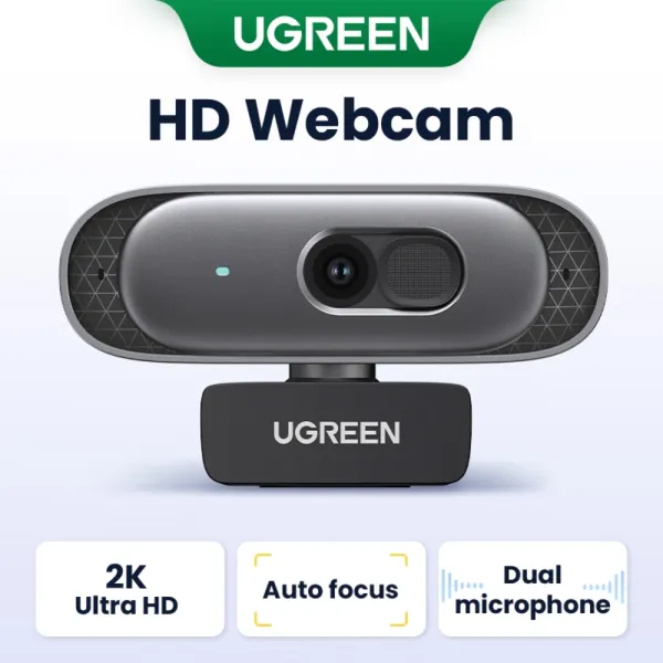 UGREEN Webcam 2K Full HD | 1080p 60fps | Autofocus & Dual Mic