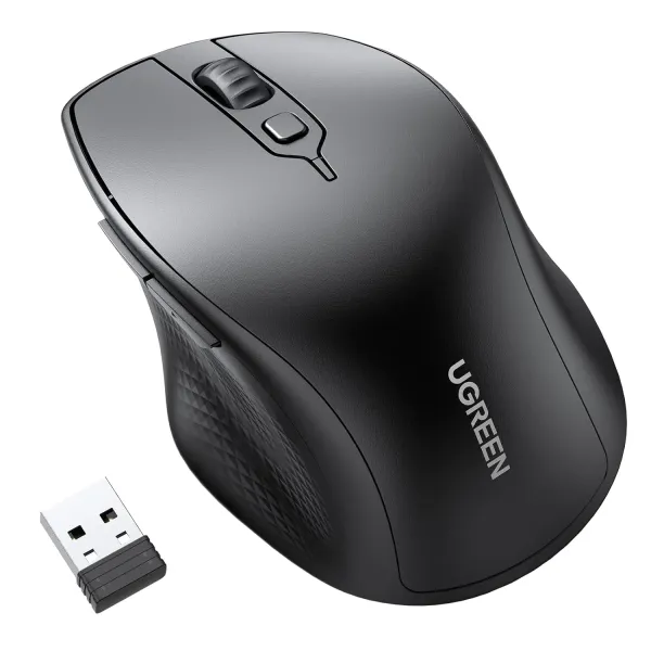 UGREEN Ergonomic Contoured Wireless + Bluetooth Mouse | Dual‑Mode | Silent Precision