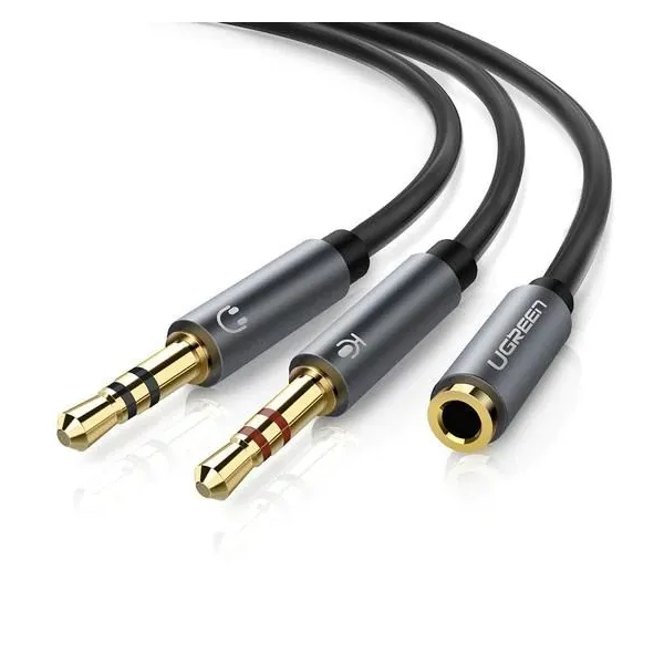 UGREEN-AV140 3.5mm Female To 2 Male Audio Cable ABS Case