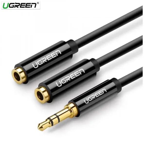 UGREEN-3.5mm Stereo Audio Splitter Male to 2 female cable Black