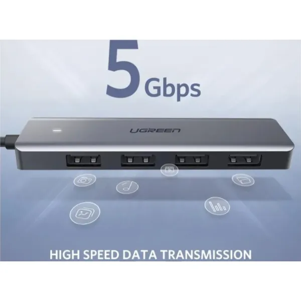 UGREEN 4‑Port USB 3.0 Hub | Ultra Slim | Micro‑USB Powered