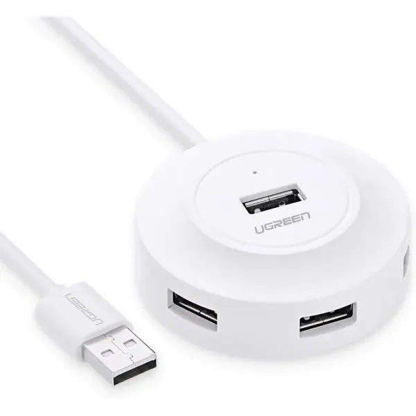 UGREEN USB 2.0 Hub (4 Ports, 1m, White) | Compact Expansion | Plug & Play