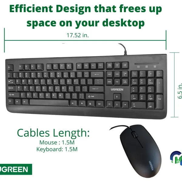 UGREEN Wired Keyboard and Mouse Combo | Spill‑Resistant | Comfortable Typing