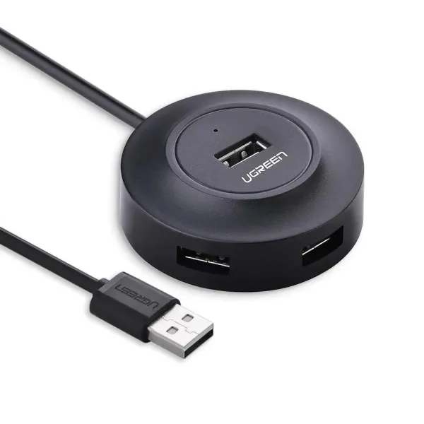 UGREEN USB 2.0 Hub (4 Ports, 1m, White) | Compact Expansion | Plug & Play black