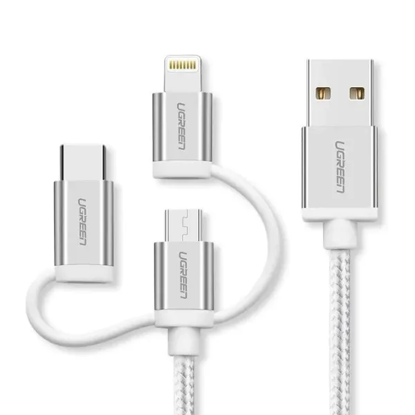 UGREEN 3-in-1 USB to Micro USB / Type C / MFI Lighting Multifunction Cable with Braid 1.5m