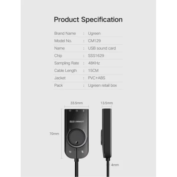 UGREEN Usb external stereo sound adapter