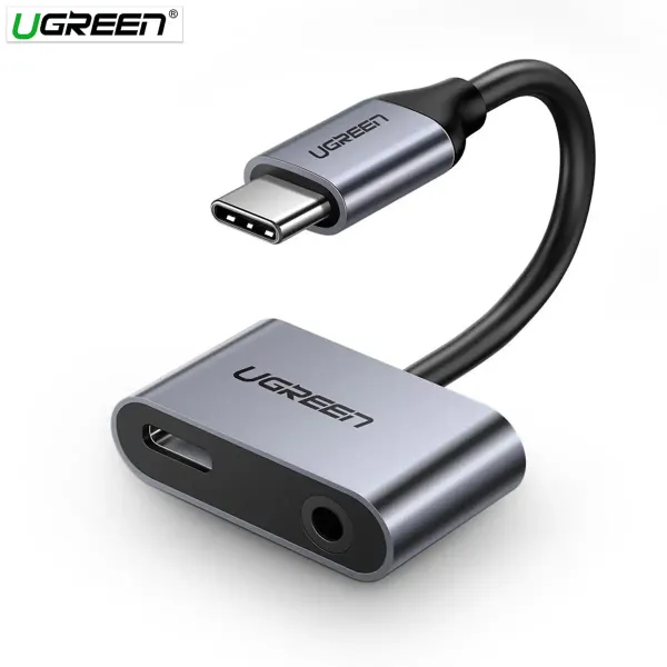 UGREEN Type‑C Male to 3.5mm Audio + Type‑C Female Adapter | Charge & Listen | Compact Design