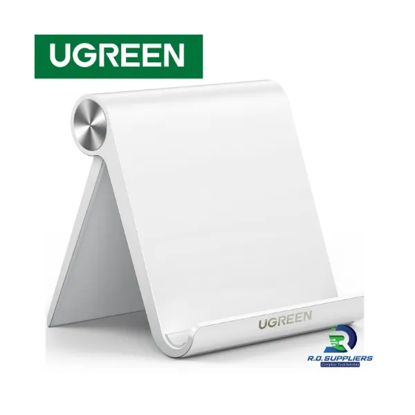 UGREEN Multi‑Angle Adjustable Portable Stand for iPad / Mobiles | Foldable | Universal Compatibility Pearl White