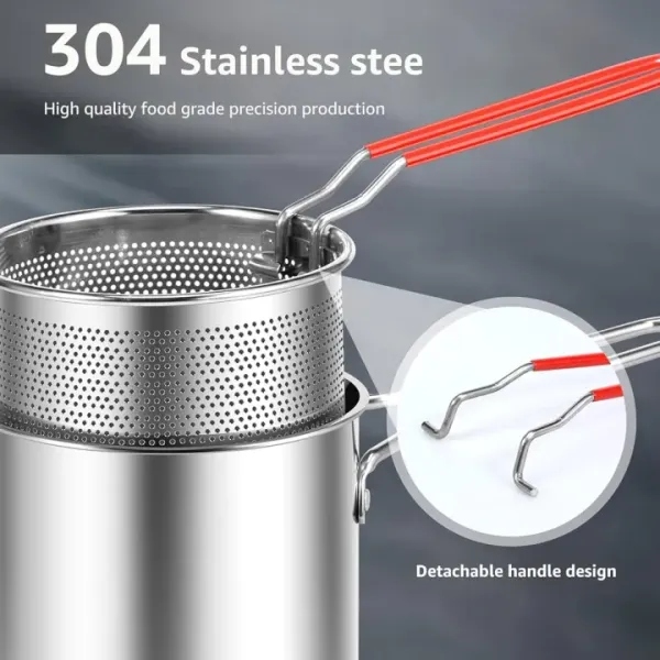 304 Stainless Steel Deep Frying Pot Kitchen Fryer Tempura Fryer Pan Fry Kitchen Pot Chicken Fried Frying Pans Cooking Tools