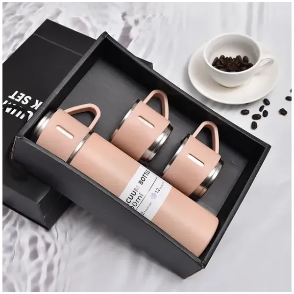 MRR Smart Choice Premium 500ml Stainless Steel Vacuum Flask Gift Set | Insulated Thermos Bottle with Leakproof Cups | Hot & Cold Water Bottle for Travel, Office, Camping, Coffee & Tea