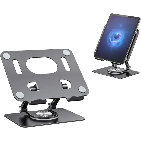 Foldable 360° Rotating Tablet Stand | Adjustable | Sturdy Metal Base
