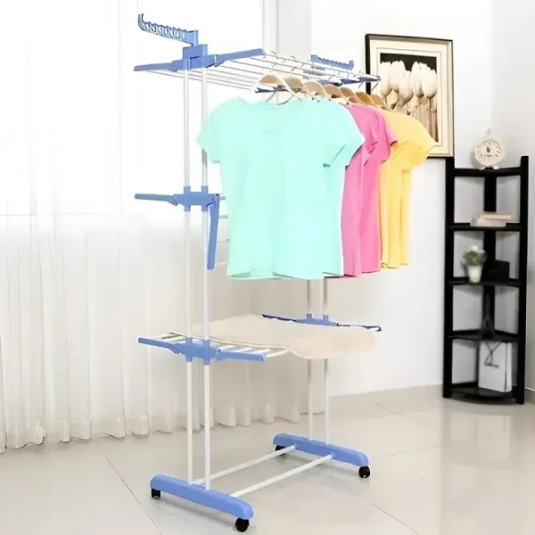 Three Layers Clothes Drying Stand Rack (Color May Vary)