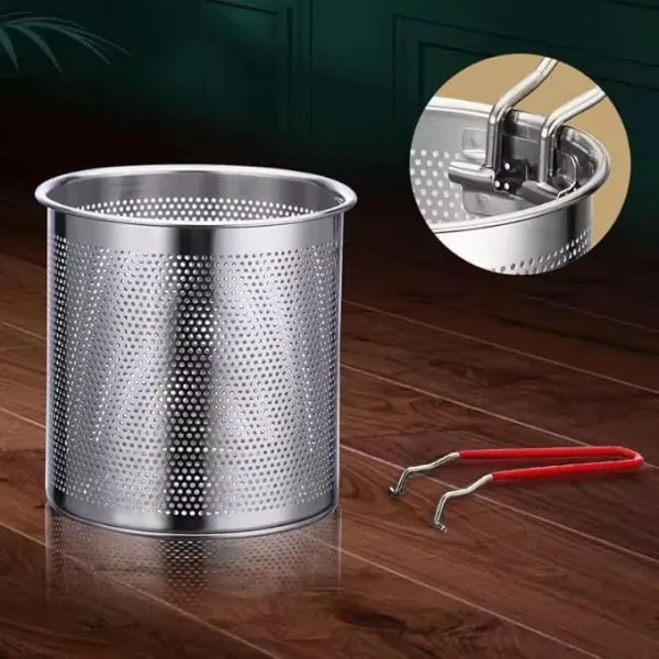 Premium 304 Stainless Steel Deep Fryer Pot with Removable Strainer Basket | 1.2L Capacity