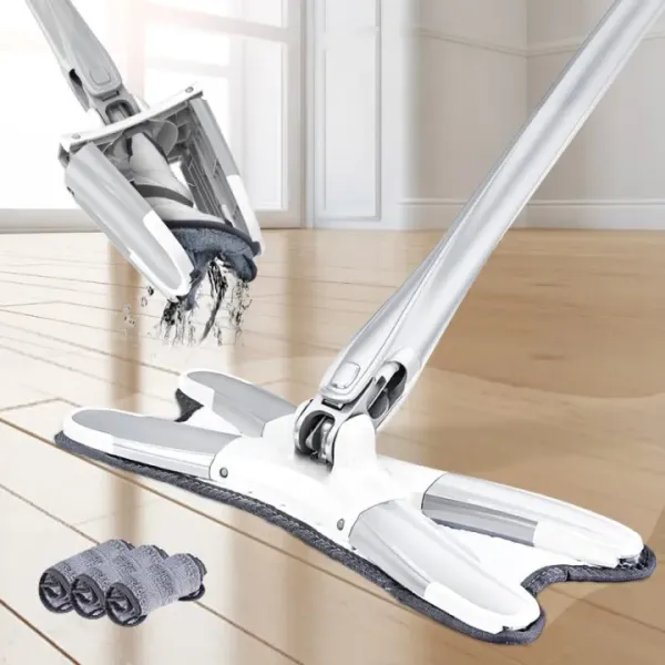 High-Quality Microfiber Squeeze Mop, 360° Swivel, Hand-Free, Self-Wringing, Durable Floor Cleaning Tool