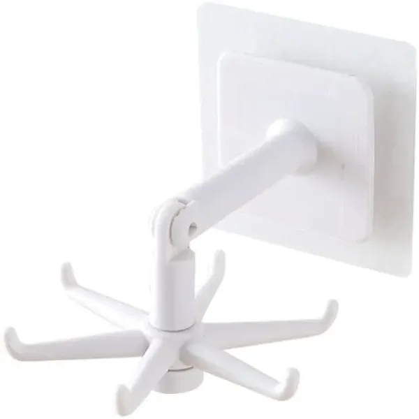 Multi-Purpose Kitchen 6 Hooks 360° Rotating Folding Rack for Organizer