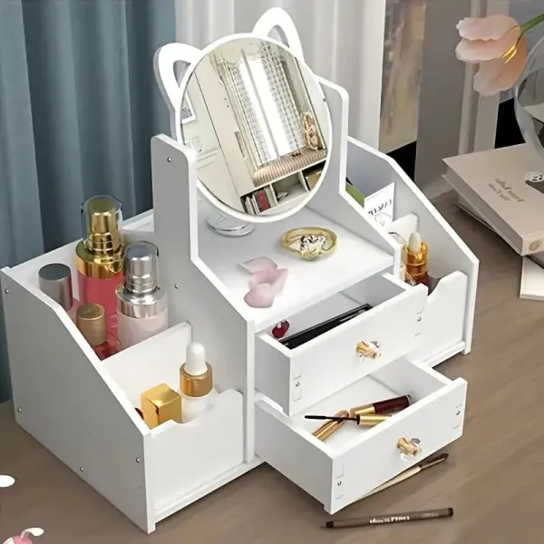 Vanity Organizer with Mirror – Compact Storage for Cosmetics