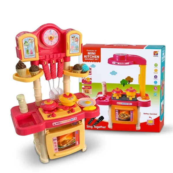 Mini Kitchen Gourmet Set for Kids – Interactive Pretend Play Cooking Toy with Lights, Sounds & Accessories